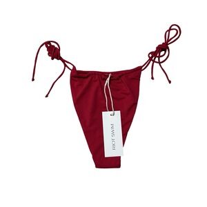 NWT Riot Swim Bixi Bikini Bottom Fire Red Side Tie Size Small